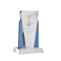 AC96 Engraved Blue and Clear Optical Crystal Award